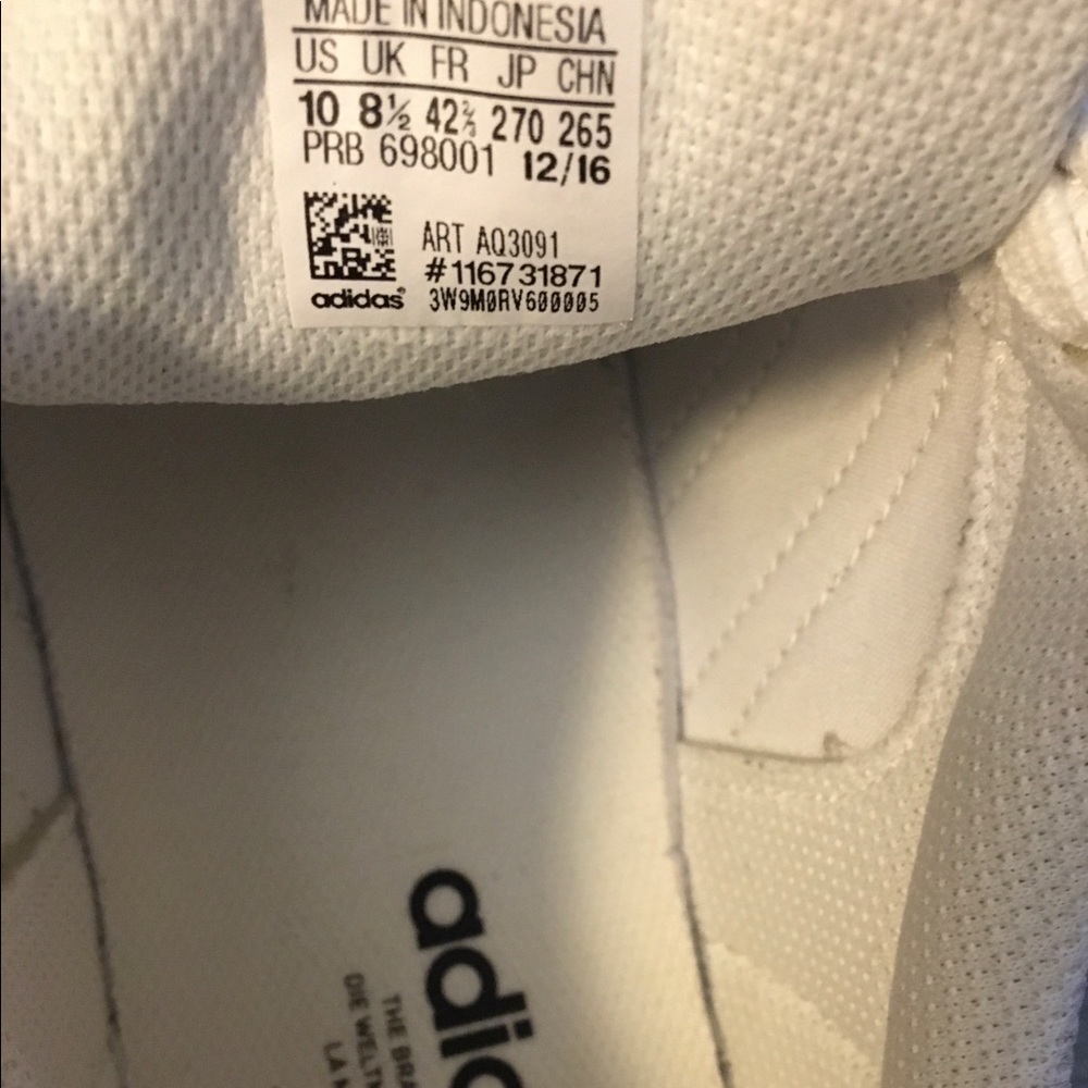 Adidas Superstar in White/Silver Leather - Sz 10M (Worn 1 time) EUC !! - Picture 12 of 13